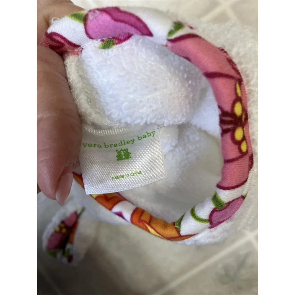 Vera Bradley Bath Mitt LILLI BELL Baby Girl Embroidered Rabbit Face White Pink
